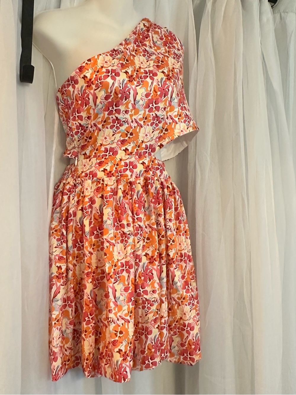 SHEIN One-Shoulder Floral Bubble Dress with Cute-Out Middle